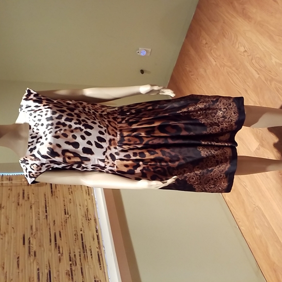 Boston Proper Fit & Flare Animal Print Sleeveless Dress Size 18 - Picture 1 of 12